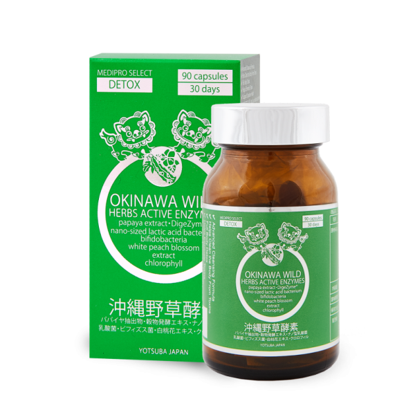 Детокс-энзимный комплекс Yotsuba OKINAWA WILD HERBS ACTIVE ENZYMES 90 капсул — мягкое очищение и поддержка пищеварения